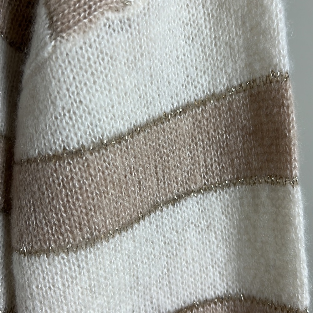 RAILS Ivory Jute Metallic Stripe Cashmere Silk Blend Sweater M - Picture 8 of 13